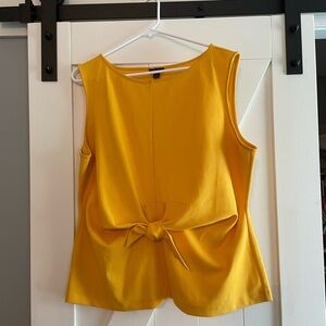Ann Taylor Golden Sleeveless Blouse with Bow Detail
